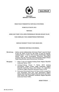 Peraturan Pemerintah Nomor 28 Tahun 2023 Tentang Jenis dan Tarif Atas Jenis Penerimaan Negara Bukan Pajak yang Berlaku pada Kementerian Pertanian